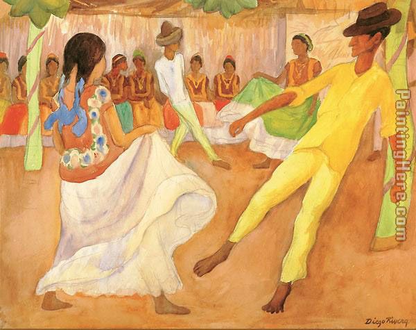 Baile en The painting - Diego Rivera Baile en The art painting
